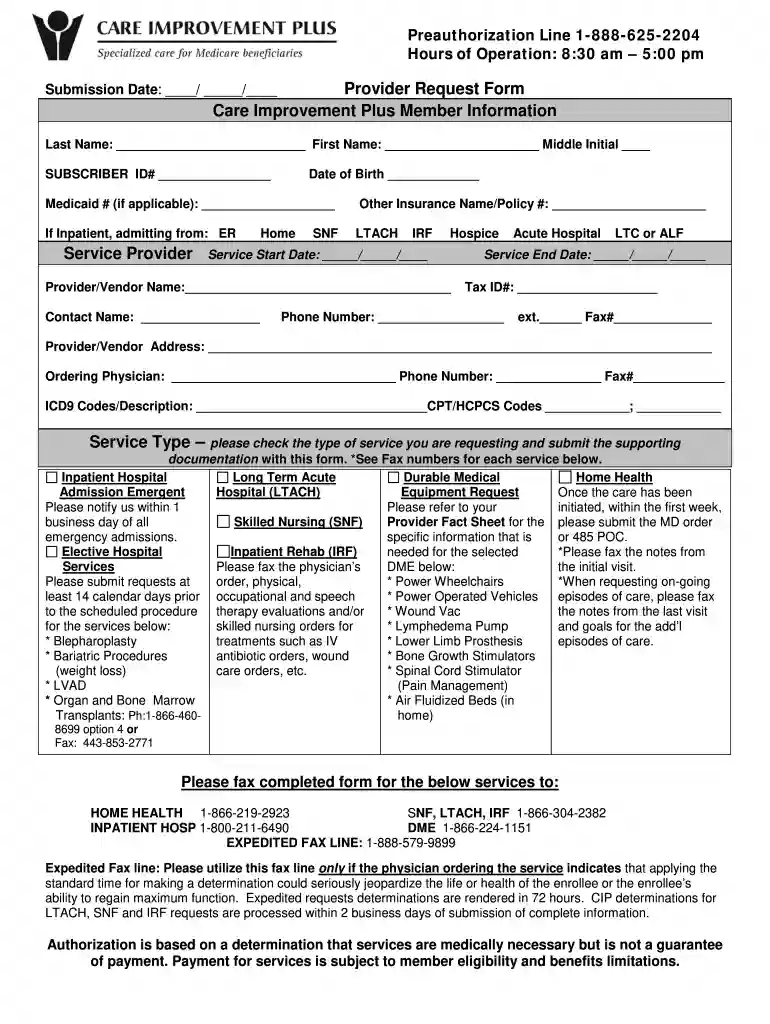 care health preauth form Preview on Page 1