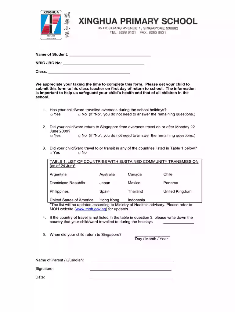 travel declaration form Preview on Page 1