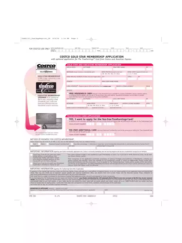 costco membership application Preview on Page 1