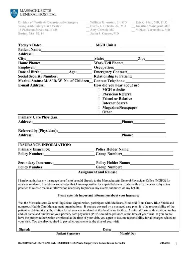 hospice intake form Preview on Page 1