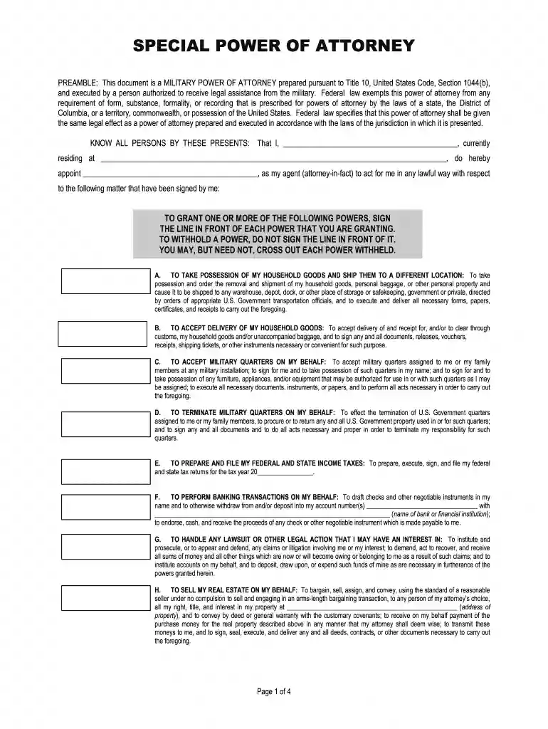 special power attorney sample Preview on Page 1