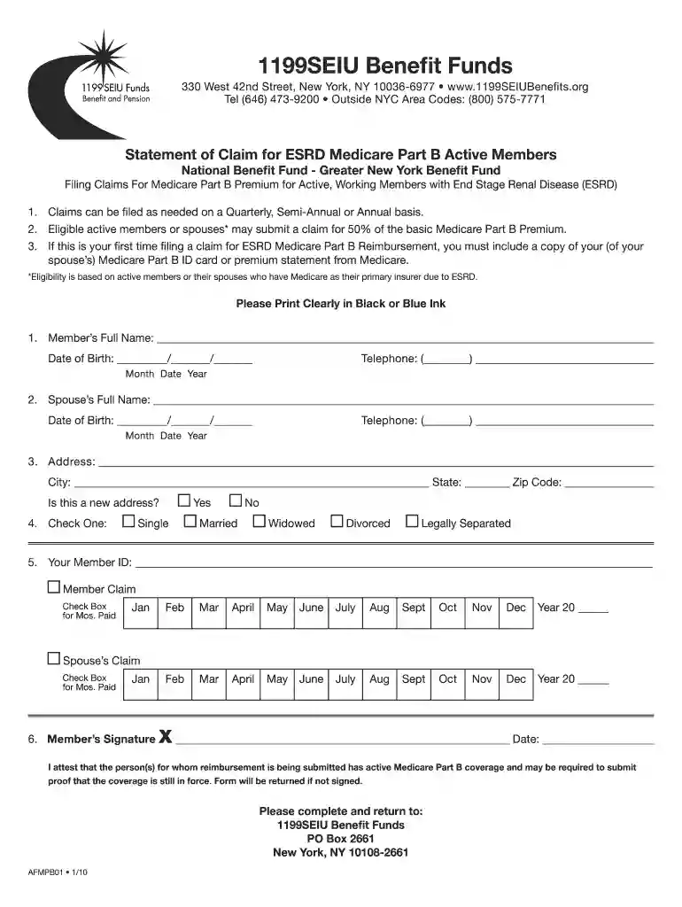 1199 medicare part b reimbursement form Preview on Page 1