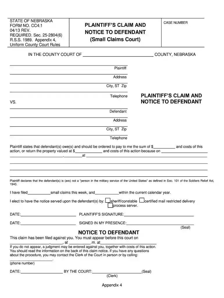 nebraska supreme court forms Preview on Page 1