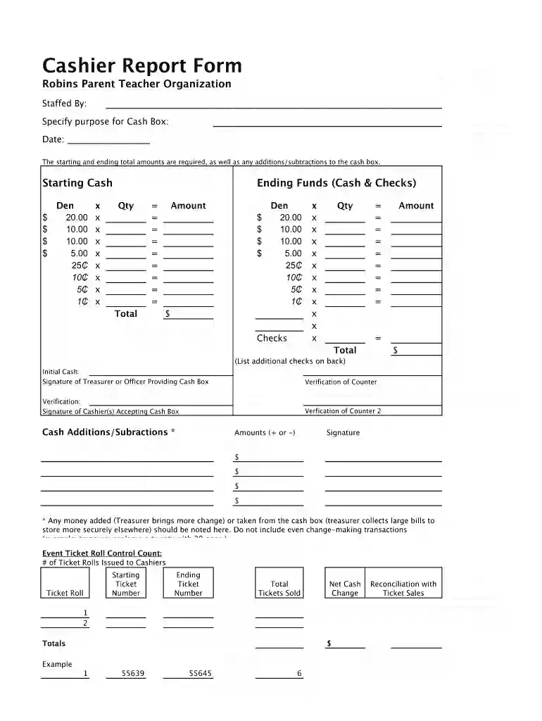 end of day cash register report template free Preview on Page 1