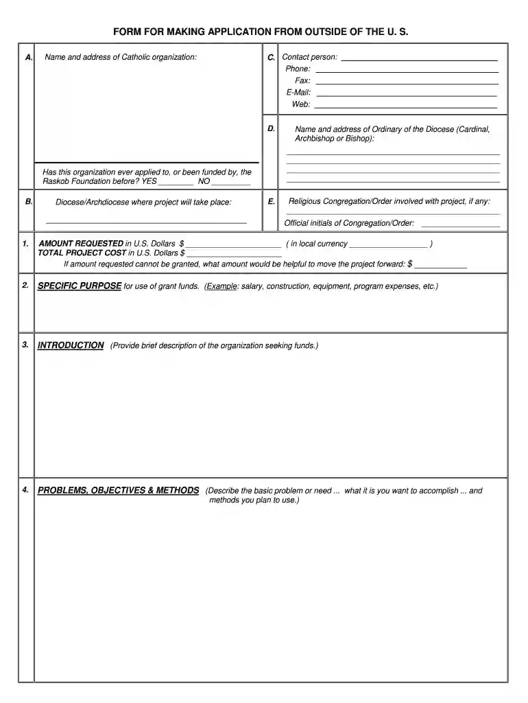 raskob foundation grant application form Preview on Page 1