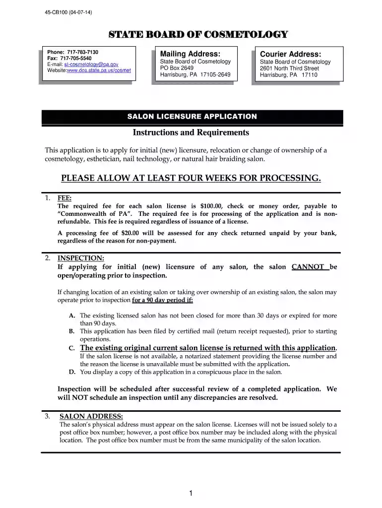 pa cosmetology license renewal Preview on Page 1