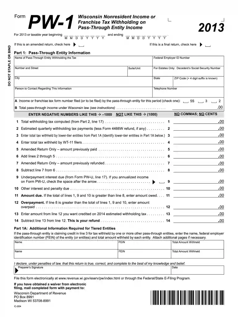 wisconsin form pw 1 Preview on Page 1