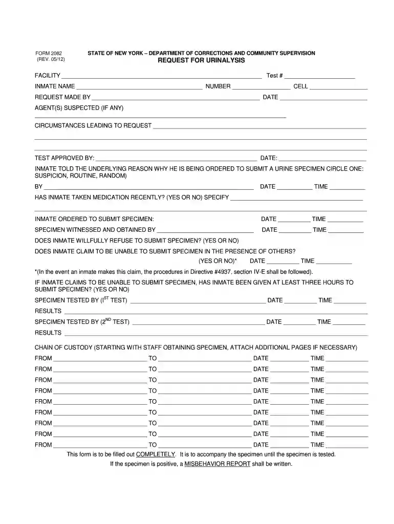 Form #2082 - doccs ny Preview on Page 1