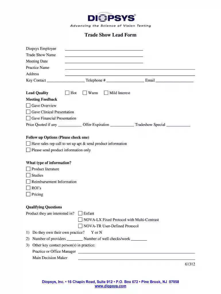 trade show lead form template Preview on Page 1