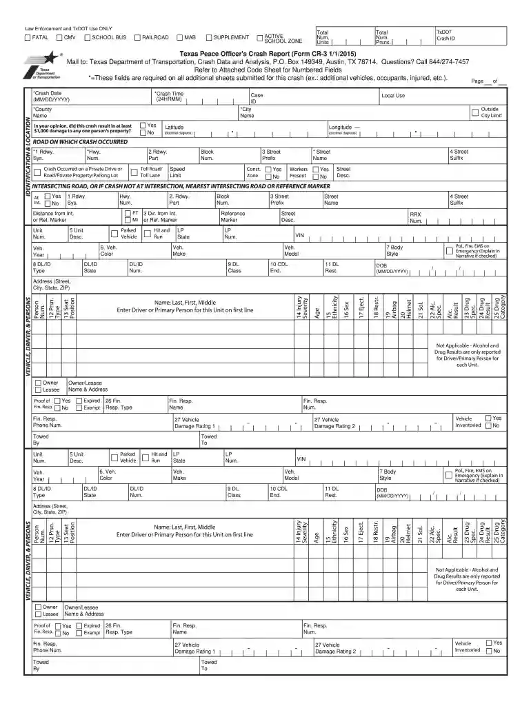 texas peace officer's crash report Preview on Page 1