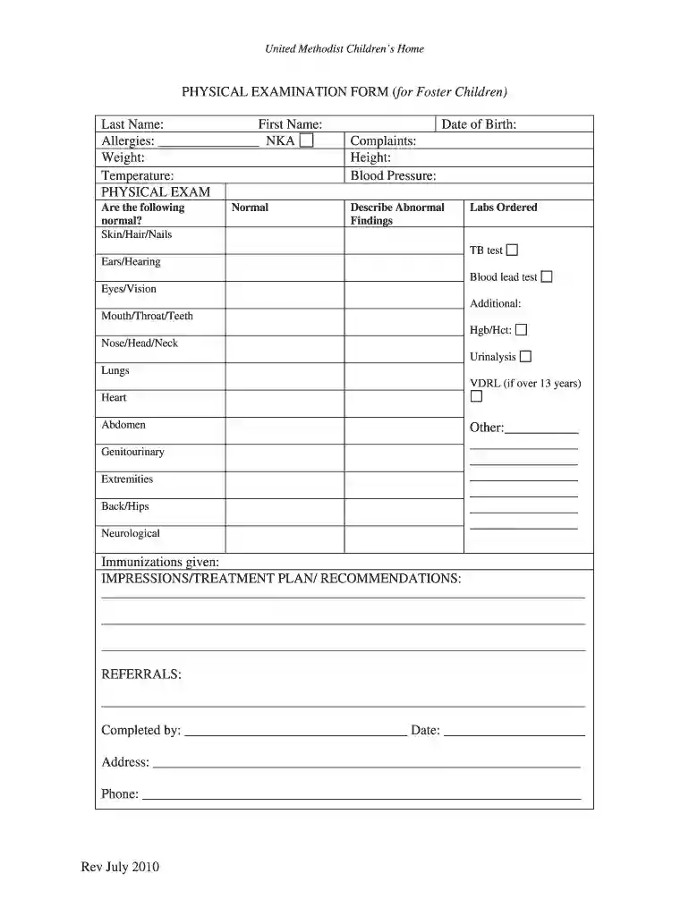 free printable well child visit template Preview on Page 1
