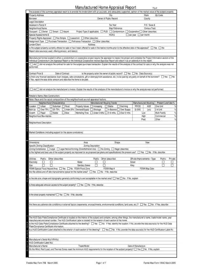 manufactured home appraisal Preview on Page 1