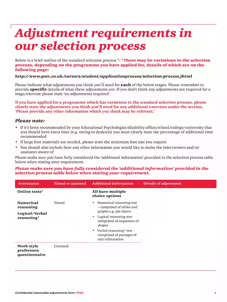 reasonable adjustment form Preview on Page 1