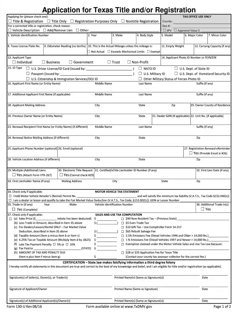 form 130 u Preview on Page 1