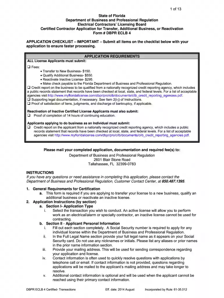 florida dbpr certified transfer dbpr Preview on Page 1