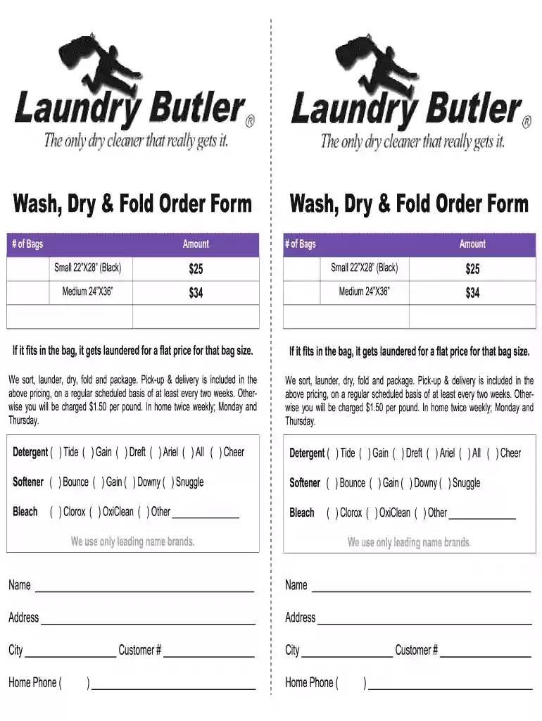 laundry order form Preview on Page 1