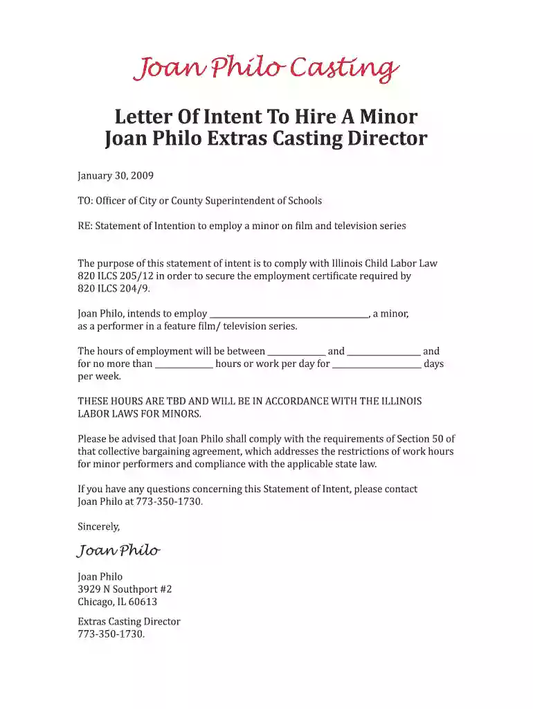 letter of intent Preview on Page 1