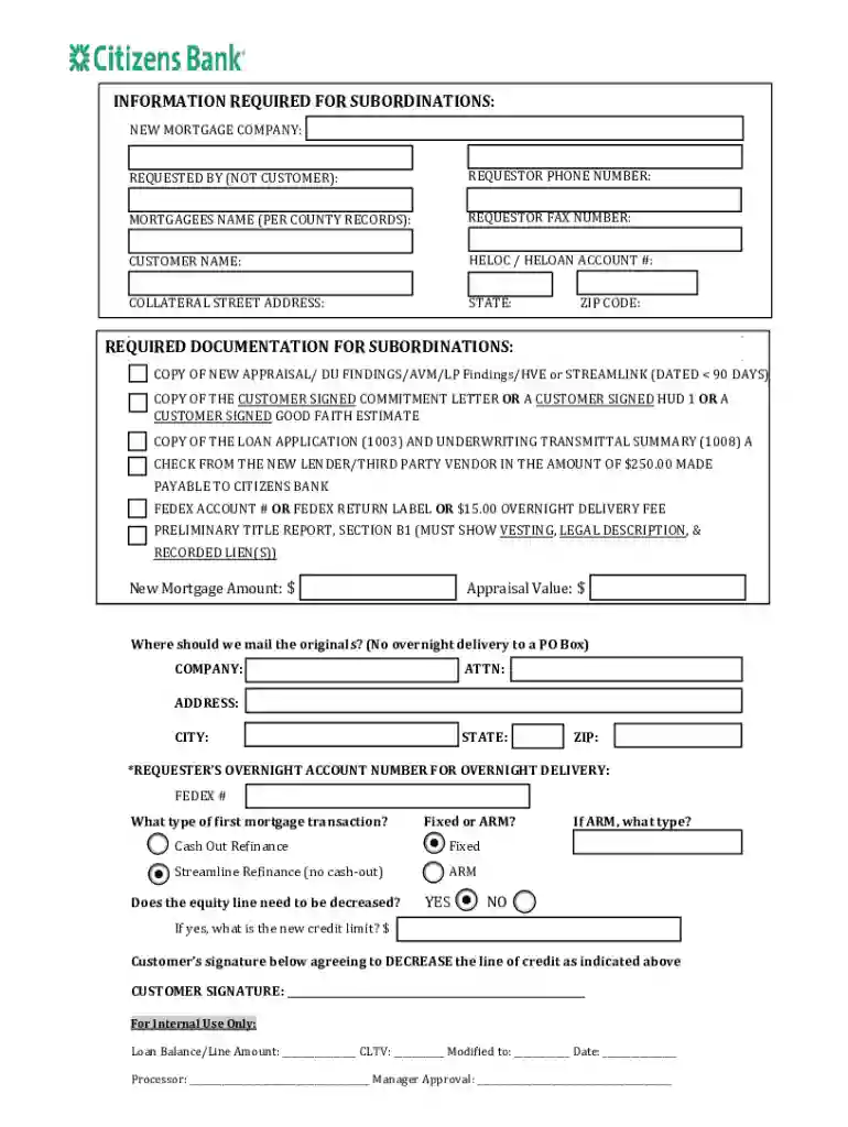 citizens bank subordination Preview on Page 1
