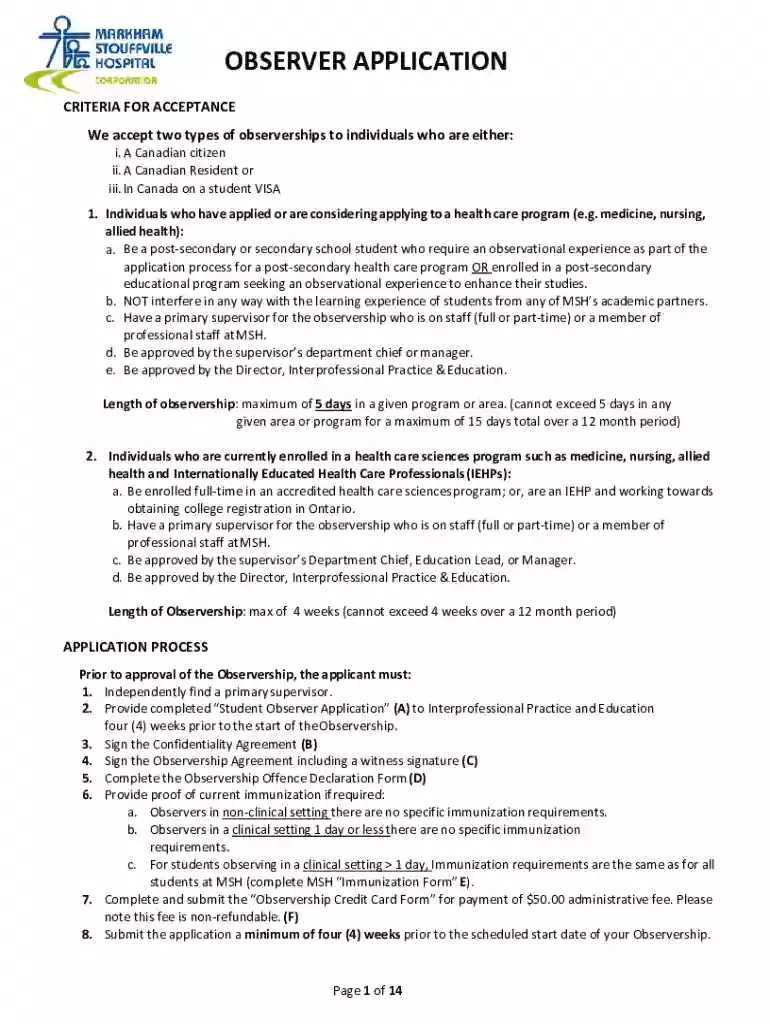 Non-Student/Clinical Observer Application Cover Sheet - Seton - cds seton Preview on Page 1