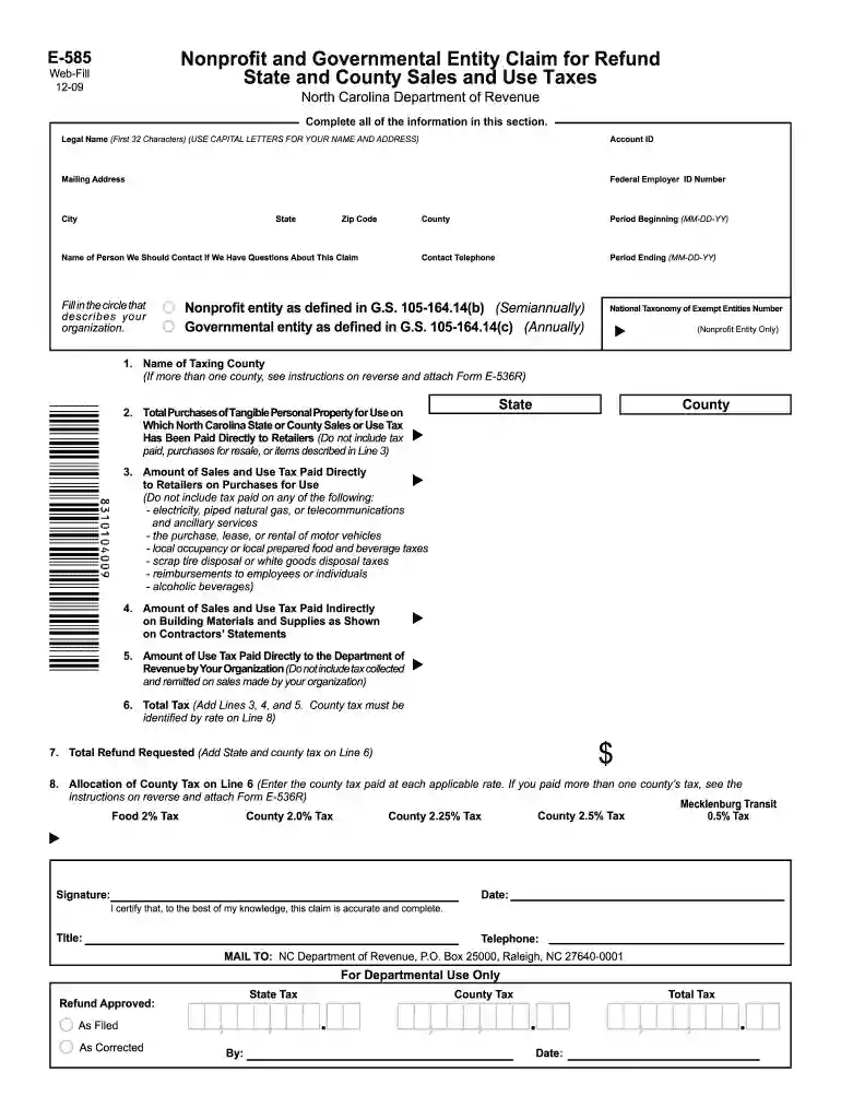 e 585 2009 form Preview on Page 1