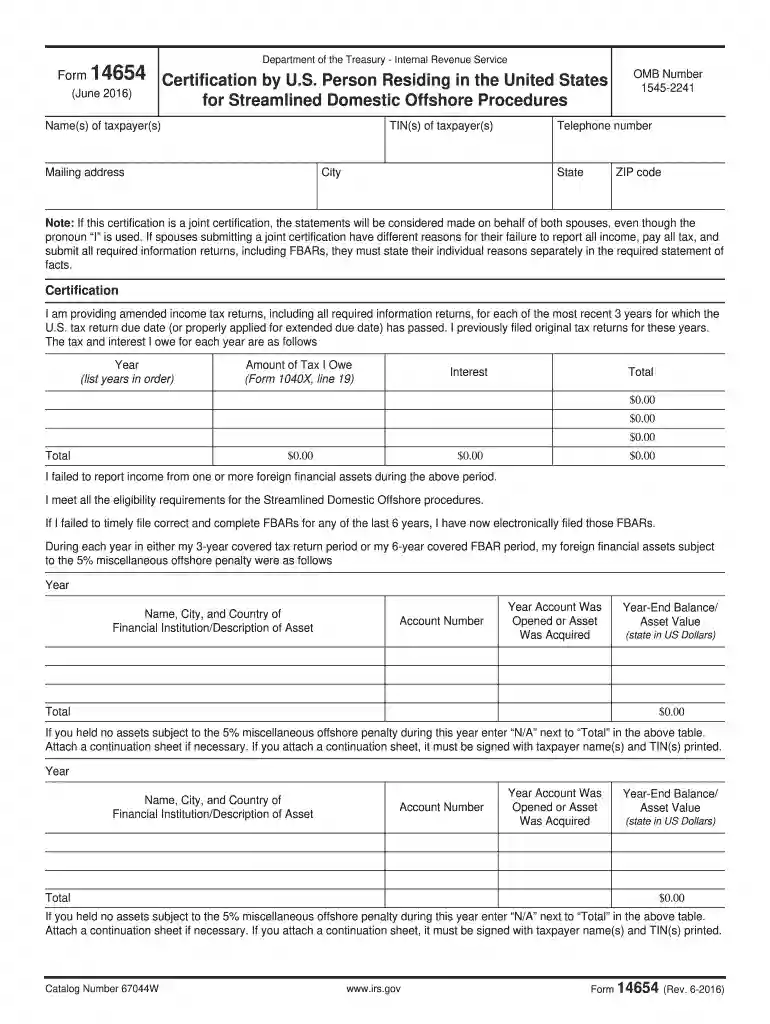 form 14654 example Preview on Page 1
