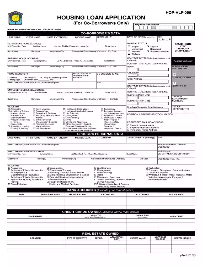 pag ibig loan form Preview on Page 1