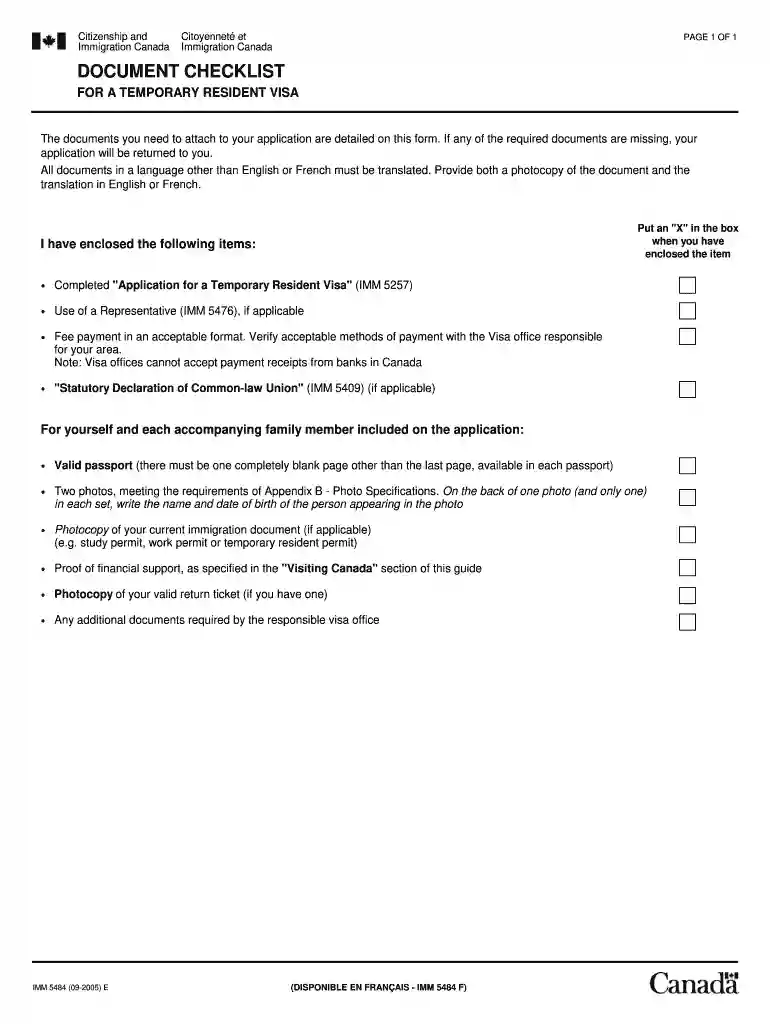 canada visitor visa checklist pdf Preview on Page 1