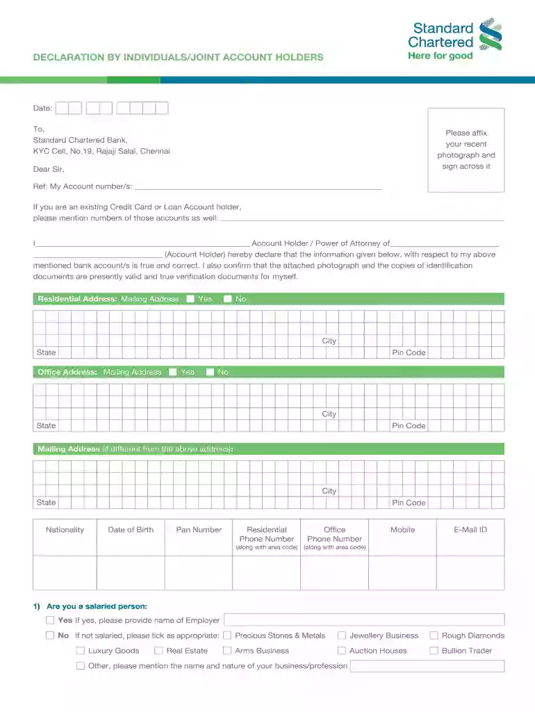 scb kyc form Preview on Page 1