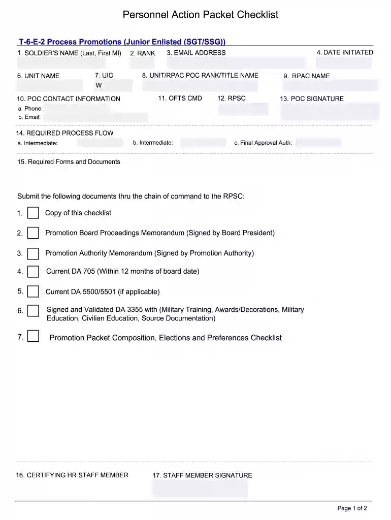 army inprocessing checklist Preview on Page 1