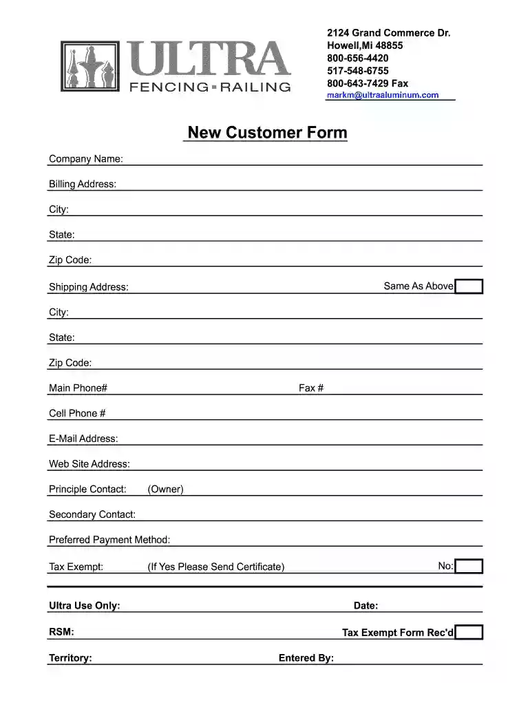 customer contact form Preview on Page 1
