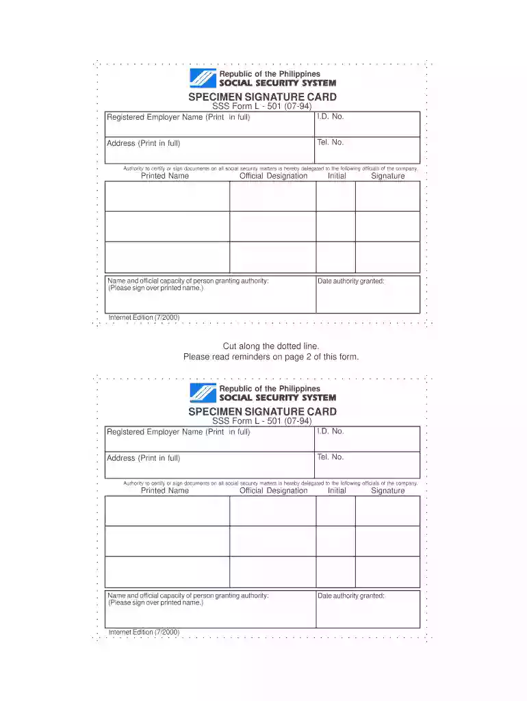 sss company representative identification card Preview on Page 1