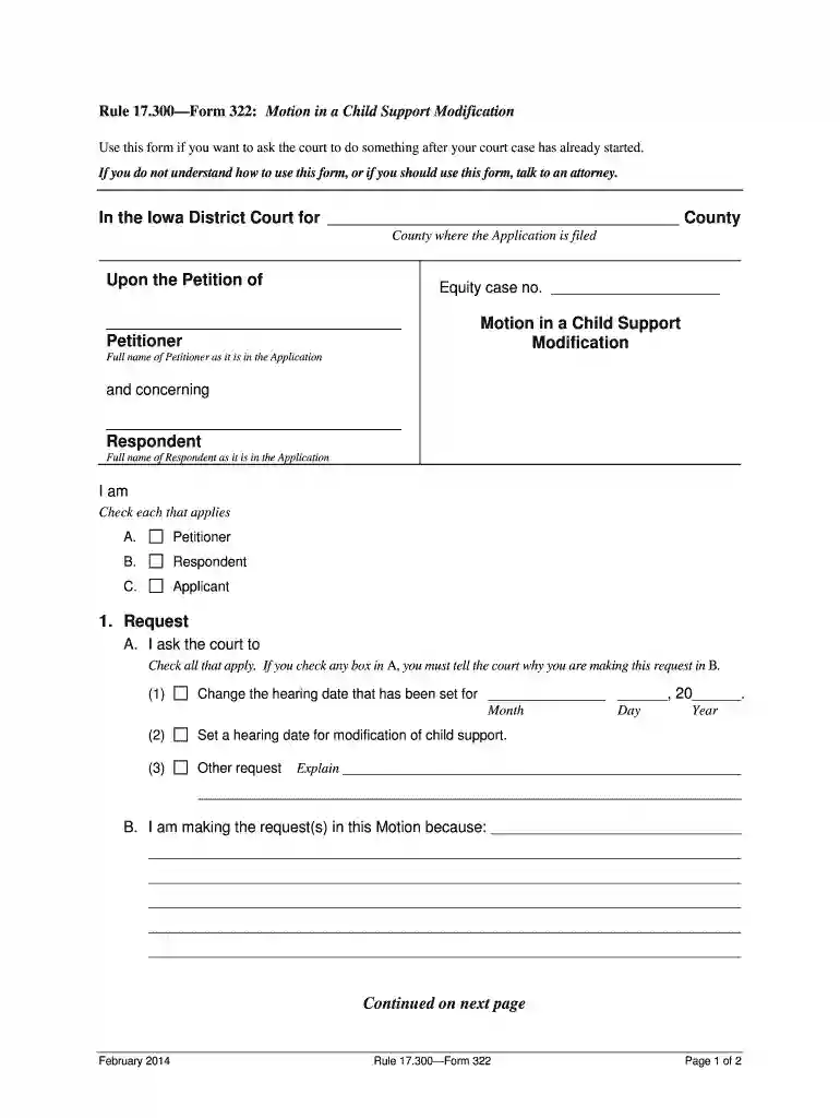 form 322 motion form Preview on Page 1