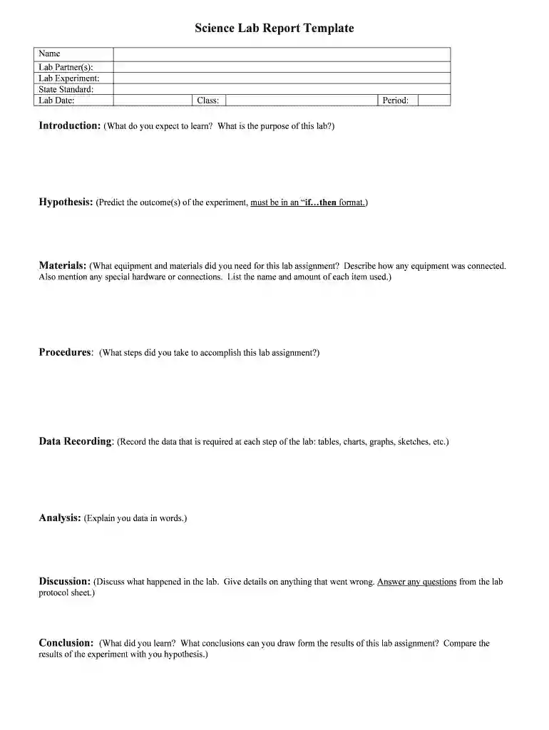 Science Lab Report Template Preview on Page 1