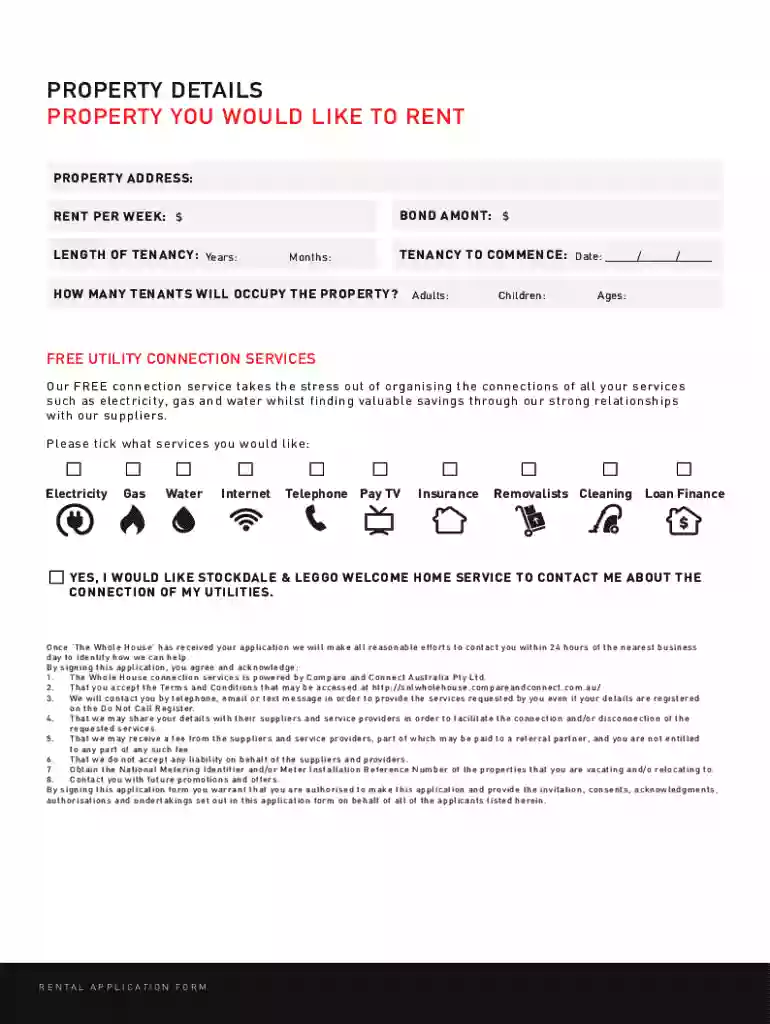 rental application form Preview on Page 1