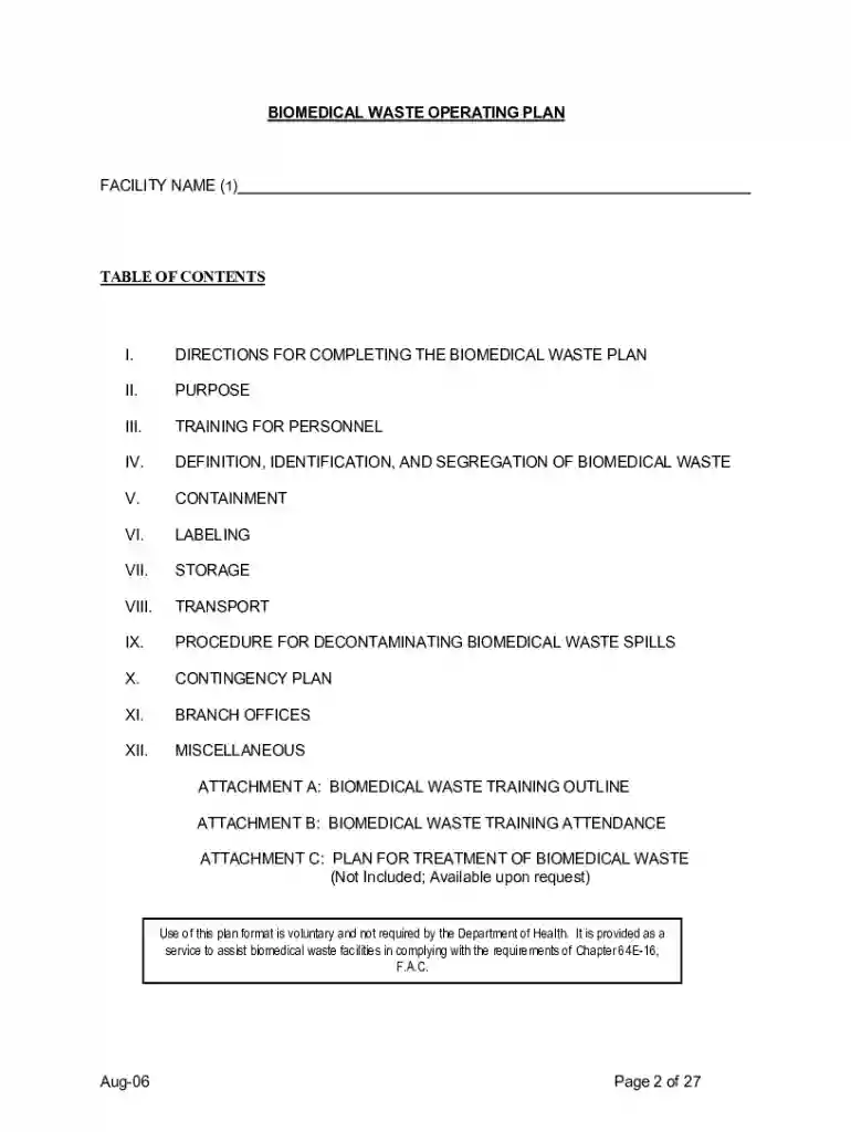 biomedical waste operating plan Preview on Page 1