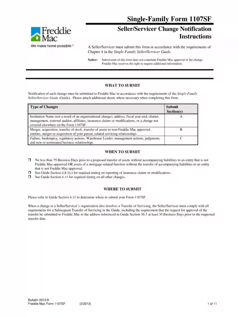 freddie mac form 1107sf 2012 Preview on Page 1