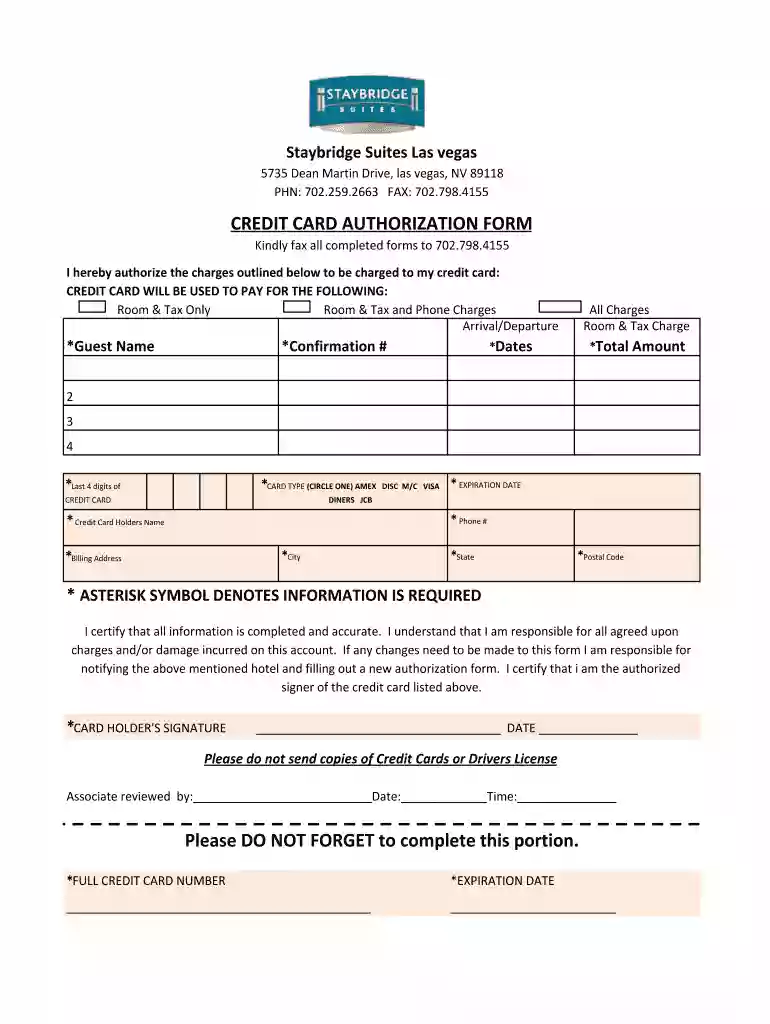 ihg credit card authorization form Preview on Page 1