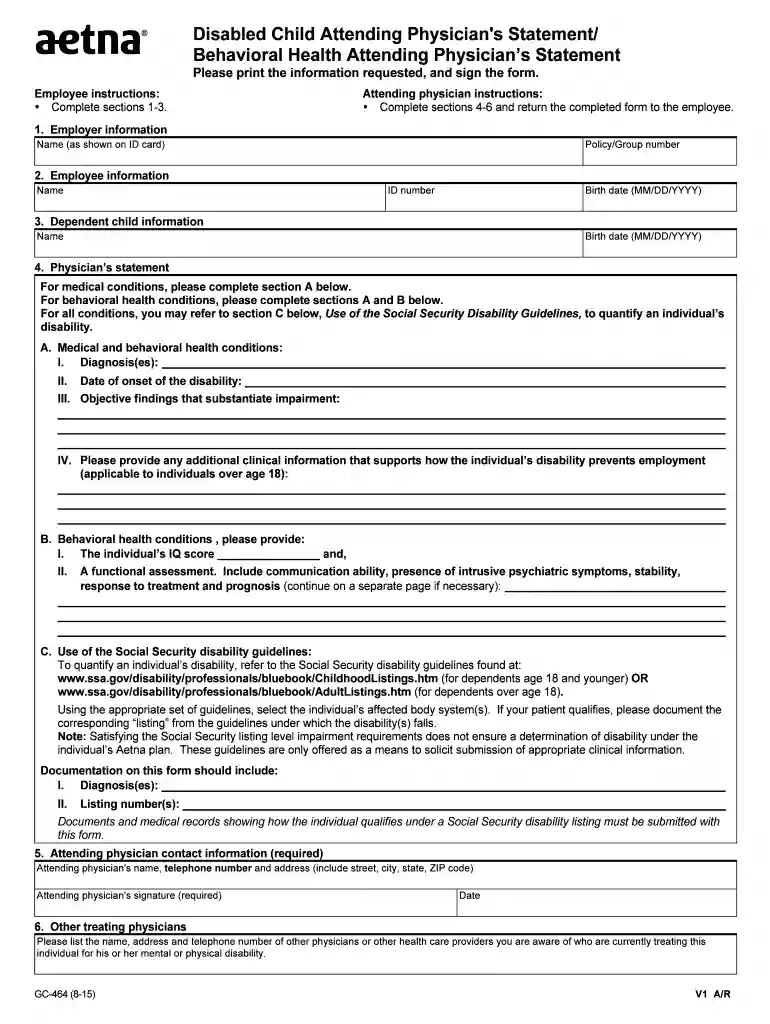 Disabled Child Attending Physician s Stmt Behvl Hlth Attending Physician s Stmt Disabled Child Atten Preview on Page 1