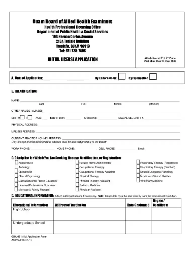 guam board of allied health examiners Preview on Page 1