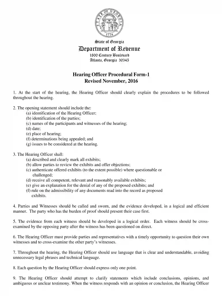 georgia procedural form 1 Preview on Page 1