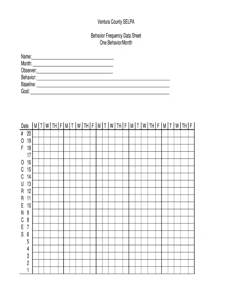 frequency data collection sheet Preview on Page 1