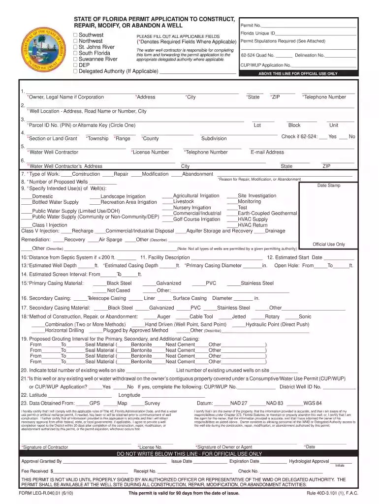 permit application florida Preview on Page 1