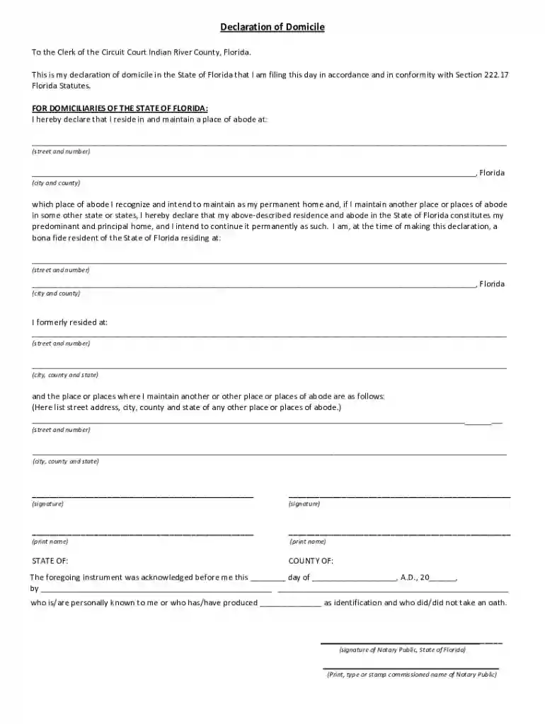 declaration of domicile Preview on Page 1