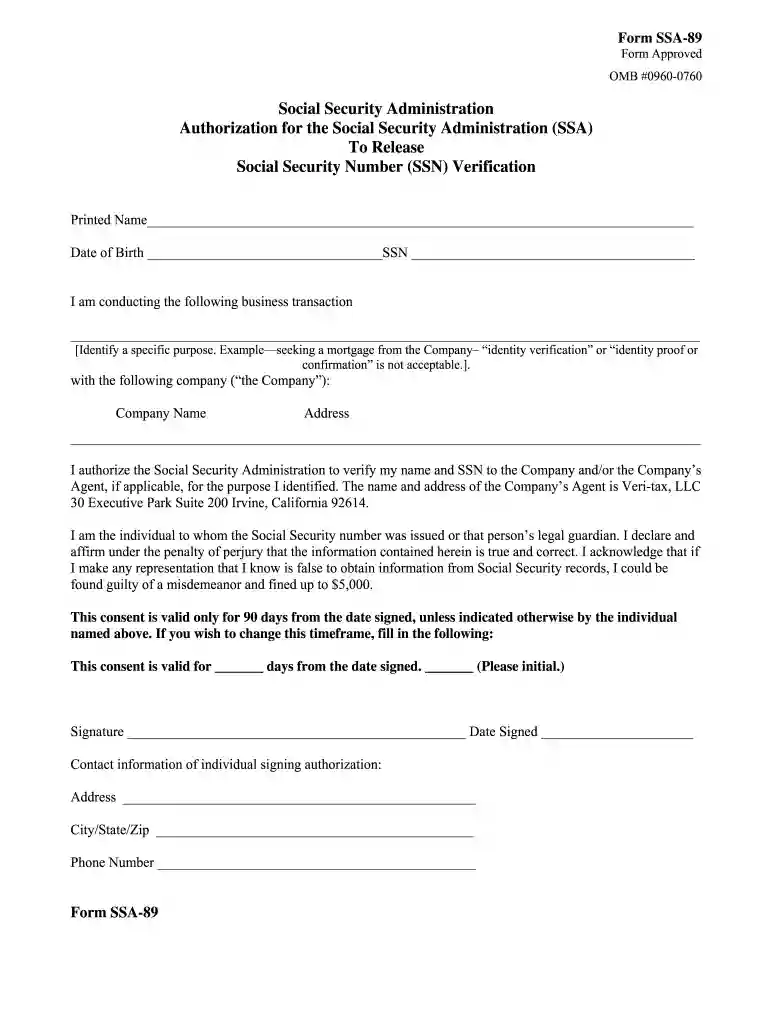 ssn verification form Preview on Page 1