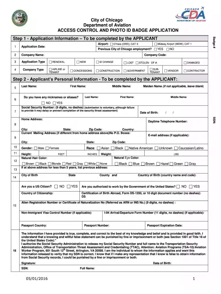 o'hare badging signatory login Preview on Page 1