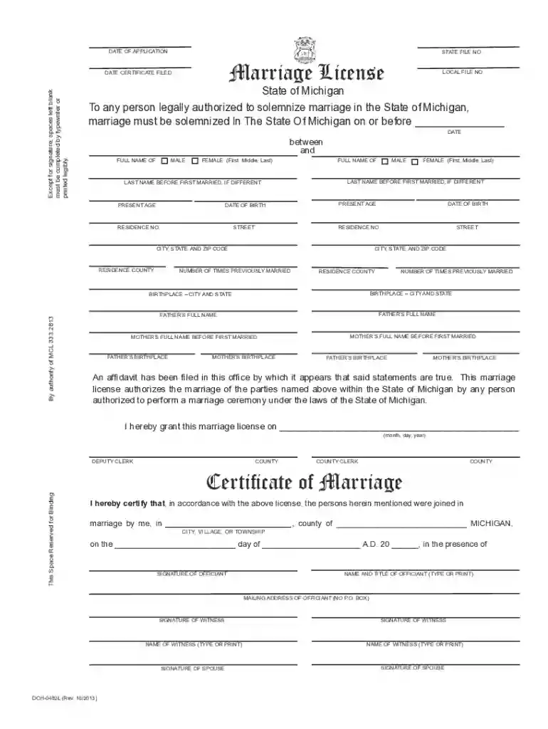 marriage certificate michigan Preview on Page 1