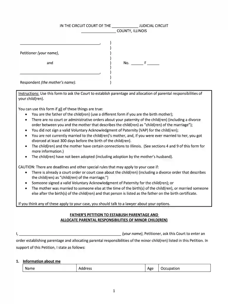 illinois acknowledgement of paternity form Preview on Page 1