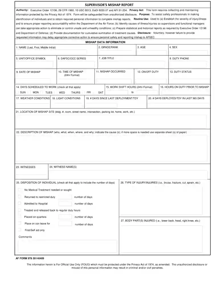 af form 978 Preview on Page 1