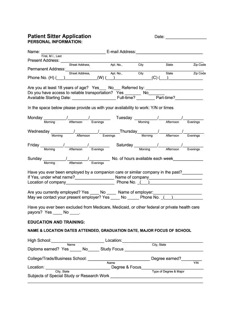 patient sitter certification Preview on Page 1