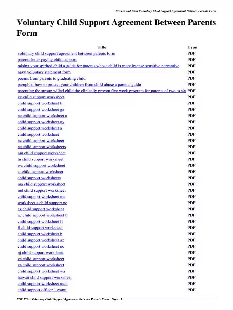child support agreement without court pdf Preview on Page 1